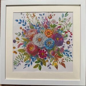 Colorful Floral Mixed Media Wall Art, 
size 12” * 12”